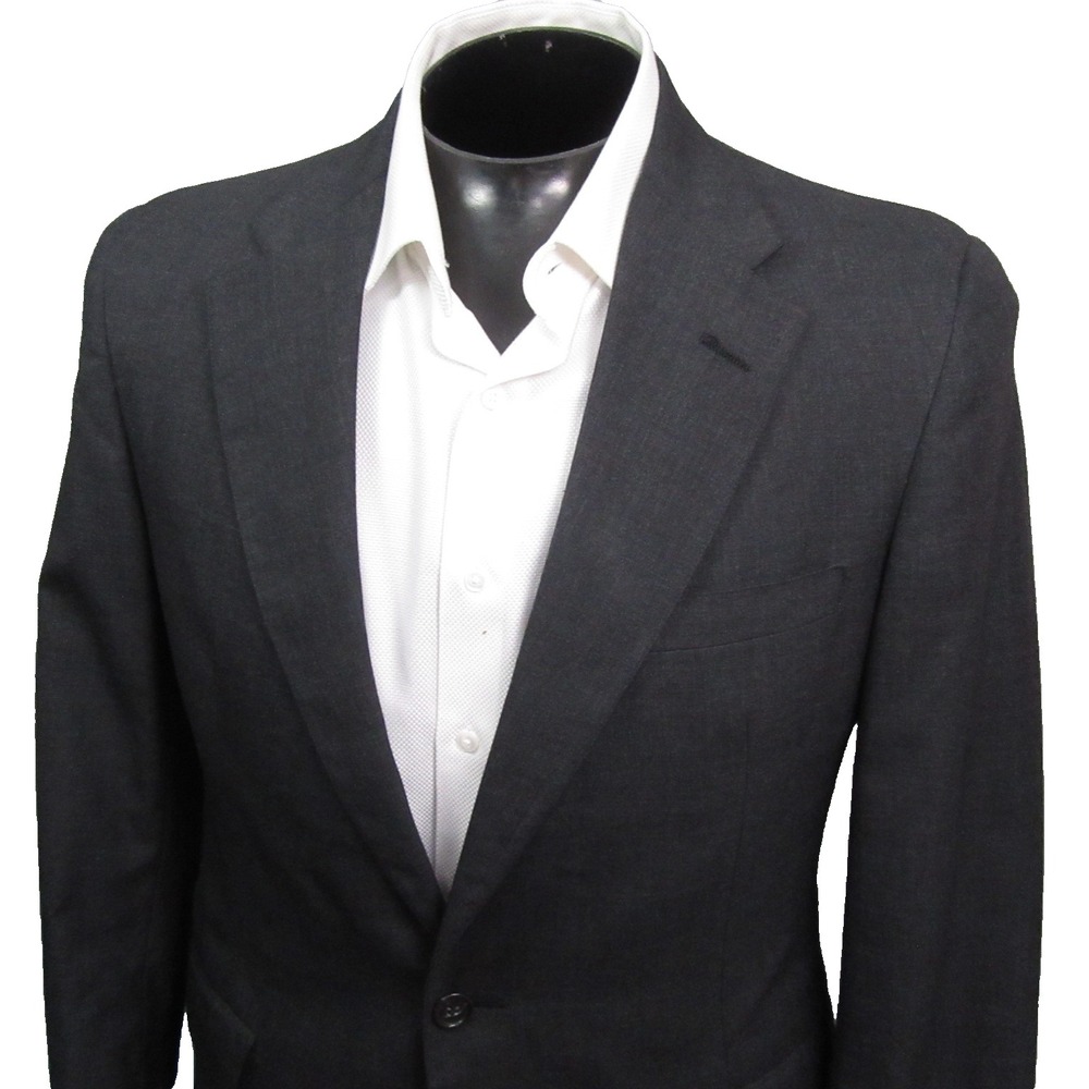 Palm Beach Sport Coat 38S Solid Charcoal Gray Semi Structured Single Vent Wool